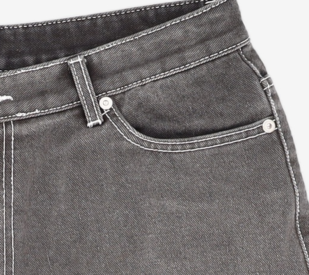 노매뉴얼(NOMANUAL) PANELD DENIM SHORTS - CHARCOAL L