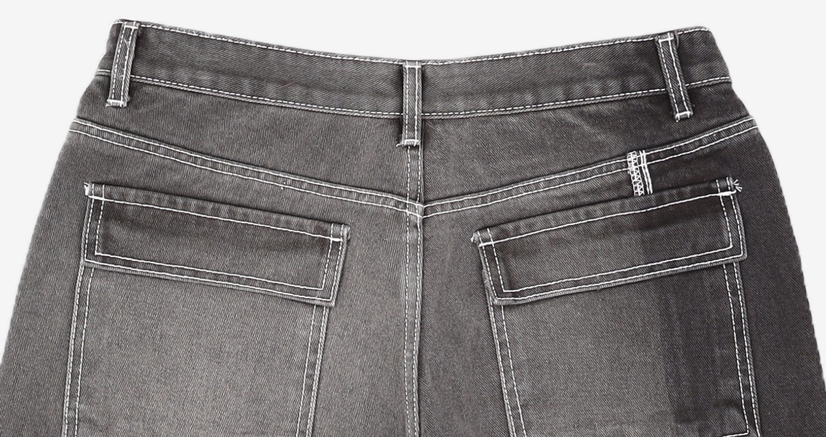노매뉴얼(NOMANUAL) PANELD DENIM SHORTS - CHARCOAL L