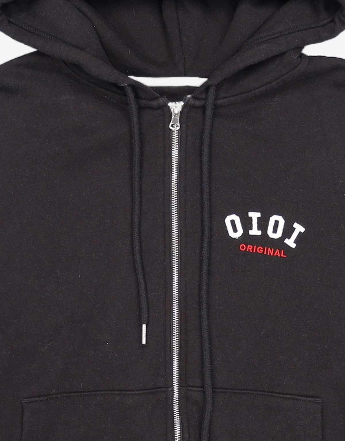 오아이오아이 컬렉션(OIOI COLLECTION) BASIC LOGO HOOD ZIPUP [BLACK] M
