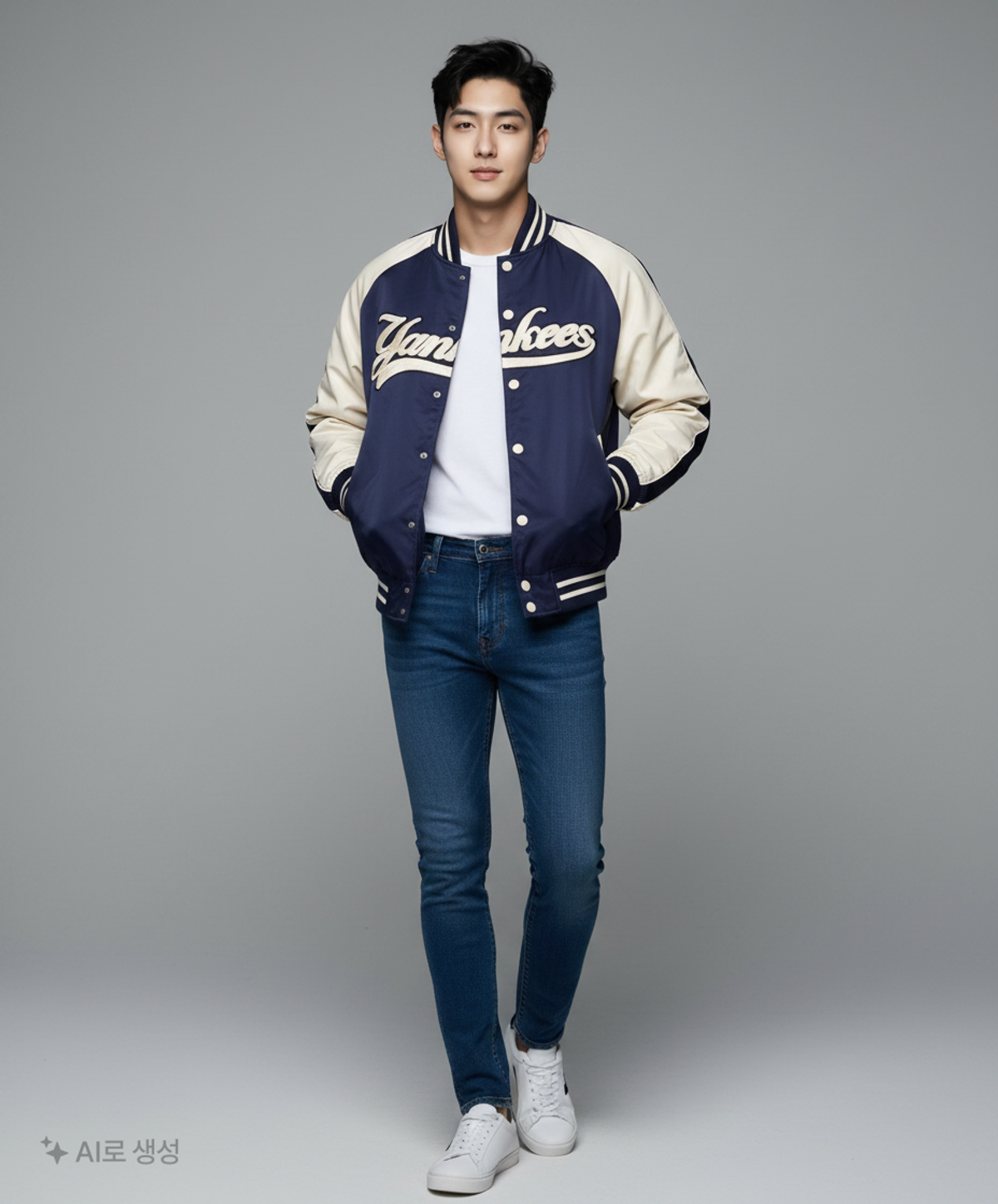 엠엘비(MLB) 나일론 앞그래픽 바시티자켓 NY (Black) S