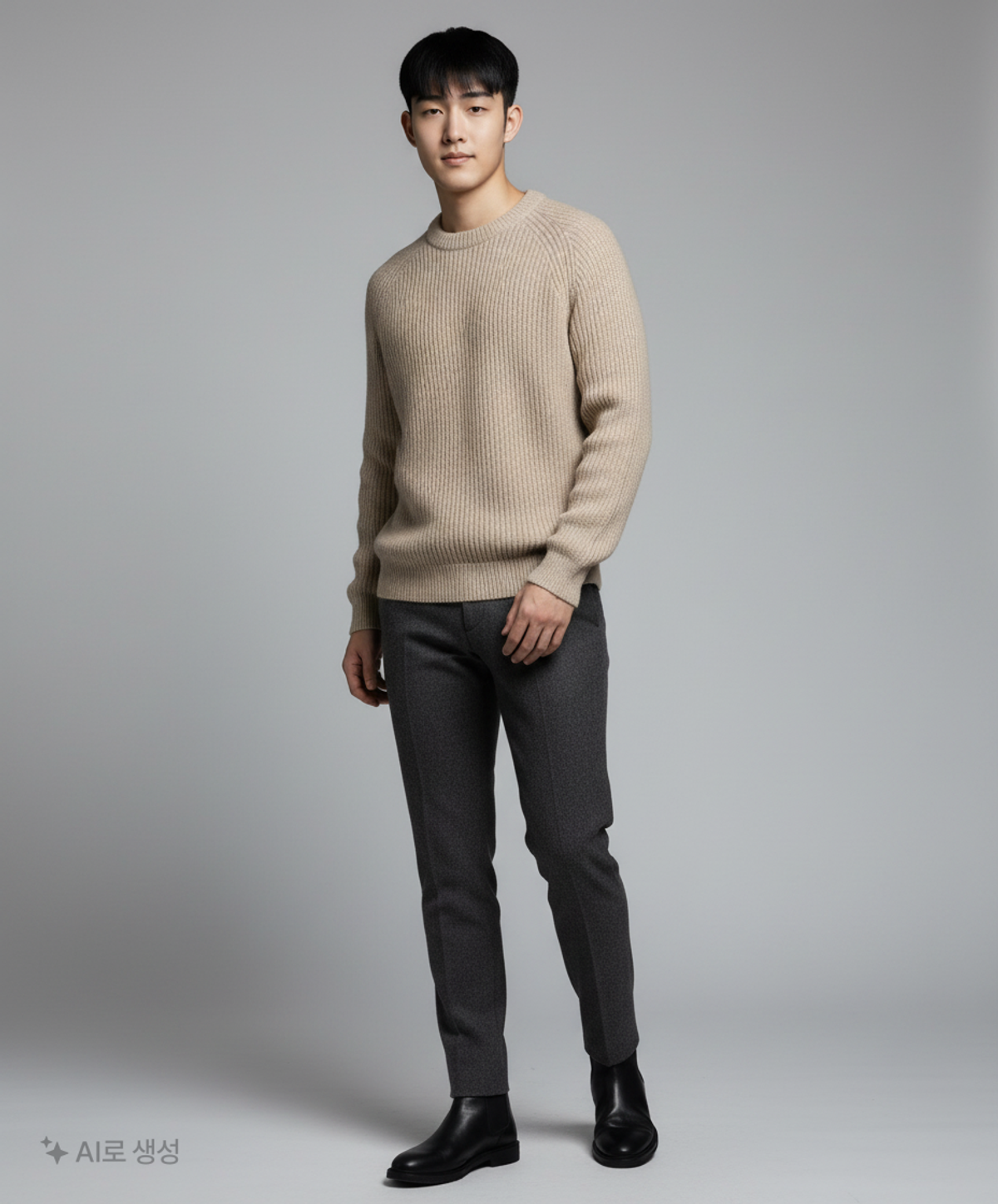 테이크이지(TAKEASY) 램스울 크루넥 오버 니트 (브라운) L