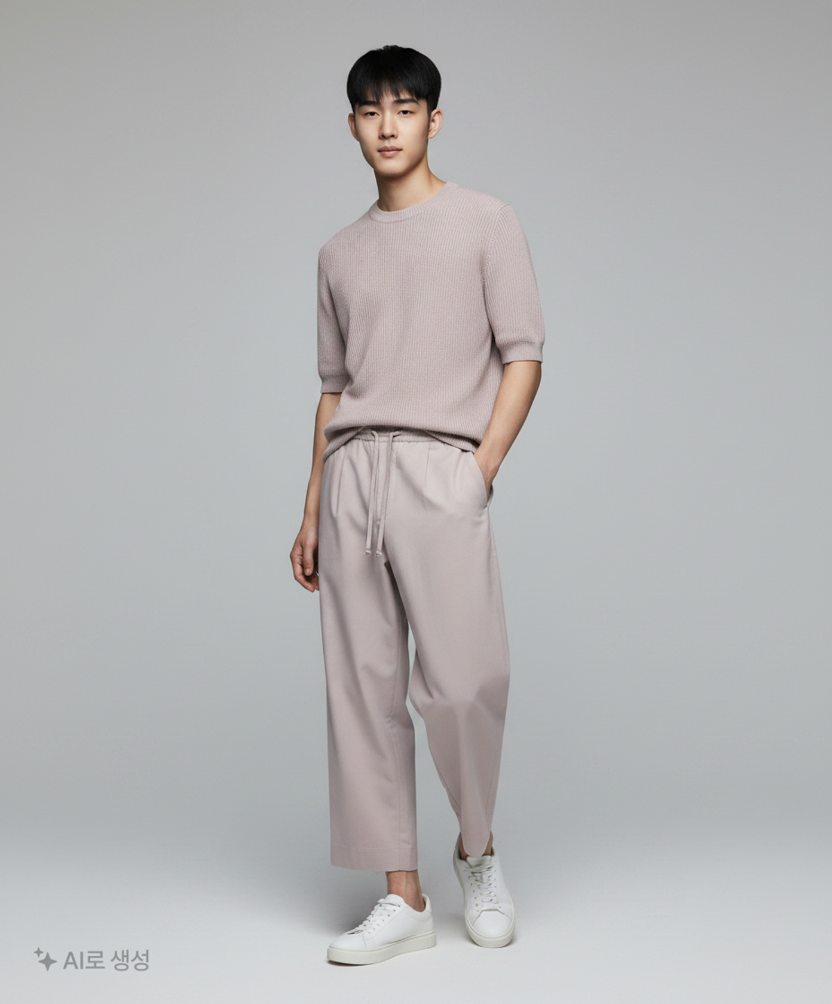 무신사 스탠다드(MUSINSA STANDARD) 와이드 이지 밴딩 크롭 슬랙스 [라이트 그레이] 30