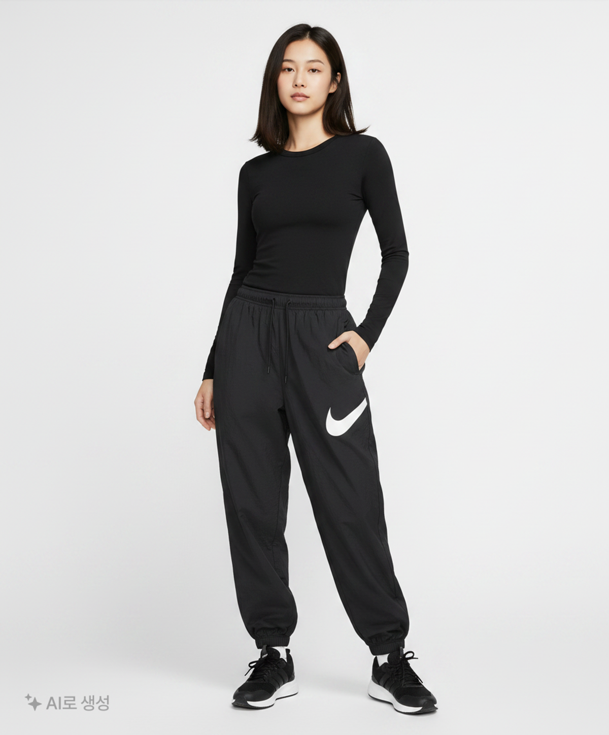 나이키(NIKE) 스포츠웨어 에센셜 미드라이즈 팬츠 W - 블랙:화이트 / DM6184-010 S