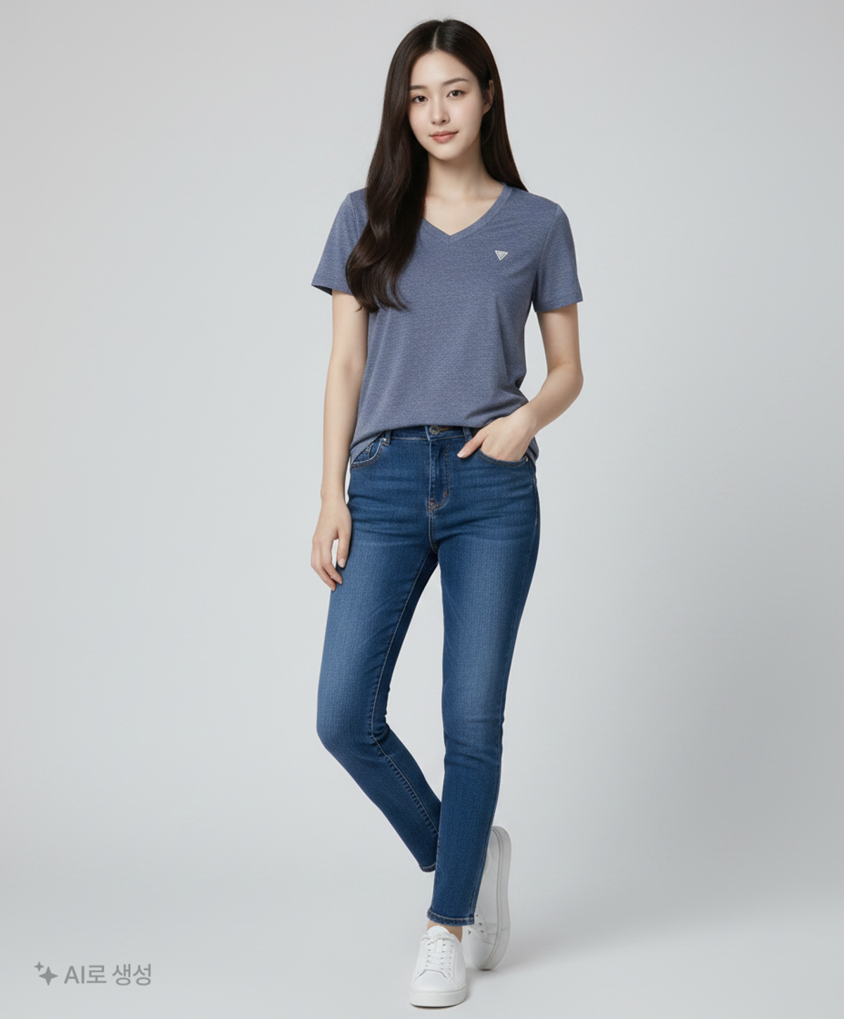 게스(GUESS) 남녀공용 CP에어로쿨 미니삼각 V넥티 S
