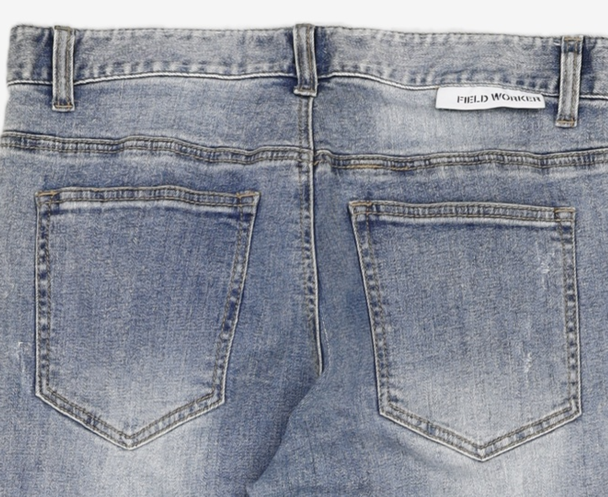 필드워커(FIELDWORKER) 반오픈구제테이퍼데님 DESTROYED TAPERED FIT DENIM PANTS M