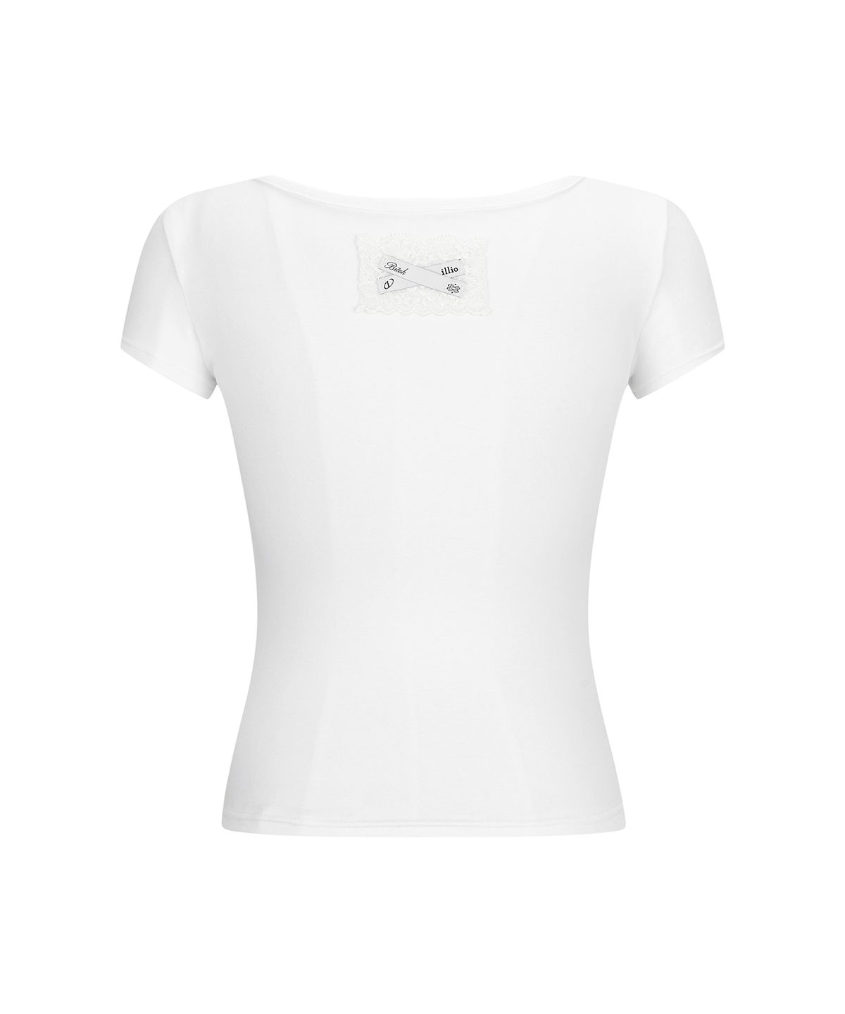 일리오(ILLIO) [빛오 x 일리오] Whtie Square Neck Lace Pocket T-shirt