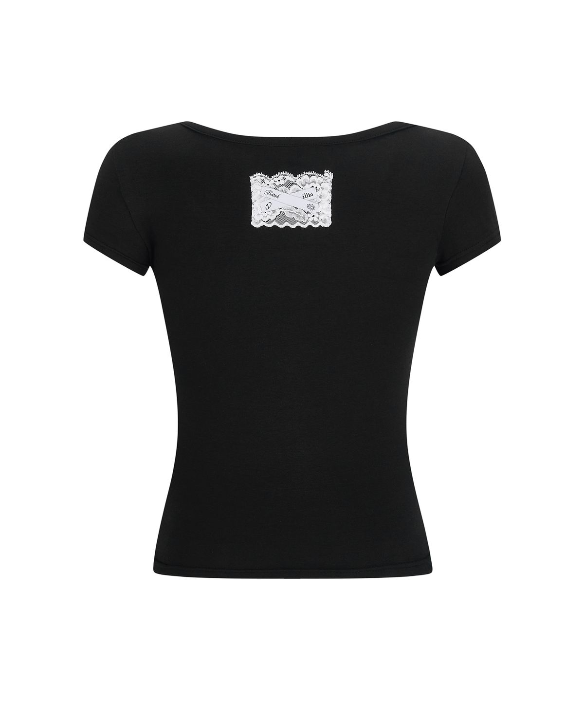 일리오(ILLIO) [빛오 x 일리오] Black Square Neck Lace Pocket T-shirt