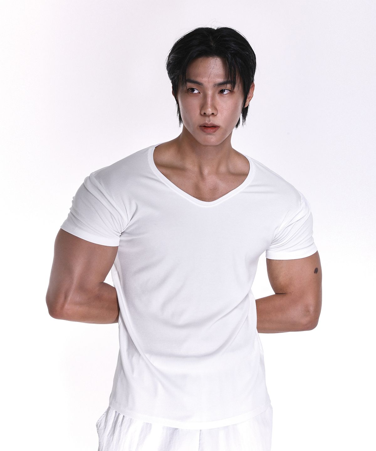 알브이디(RVD) 리브드 텐셀모달 U넥 머슬핏 반팔티 (블랙)