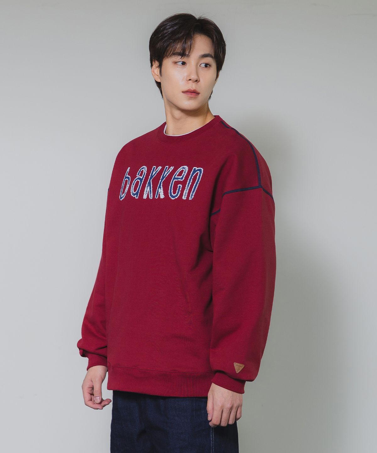 바켄(BAKKEN) [MEN] 크랙 레터링 스웻 셔츠 BK5964 (4COLOR)