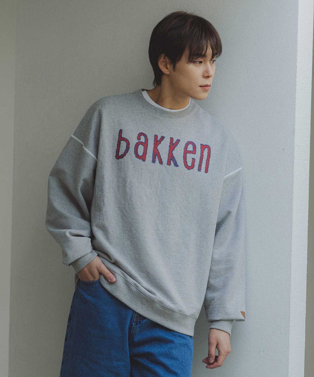 바켄(BAKKEN) [MEN] 크랙 레터링 스웻 셔츠 BK5964 (4COLOR)