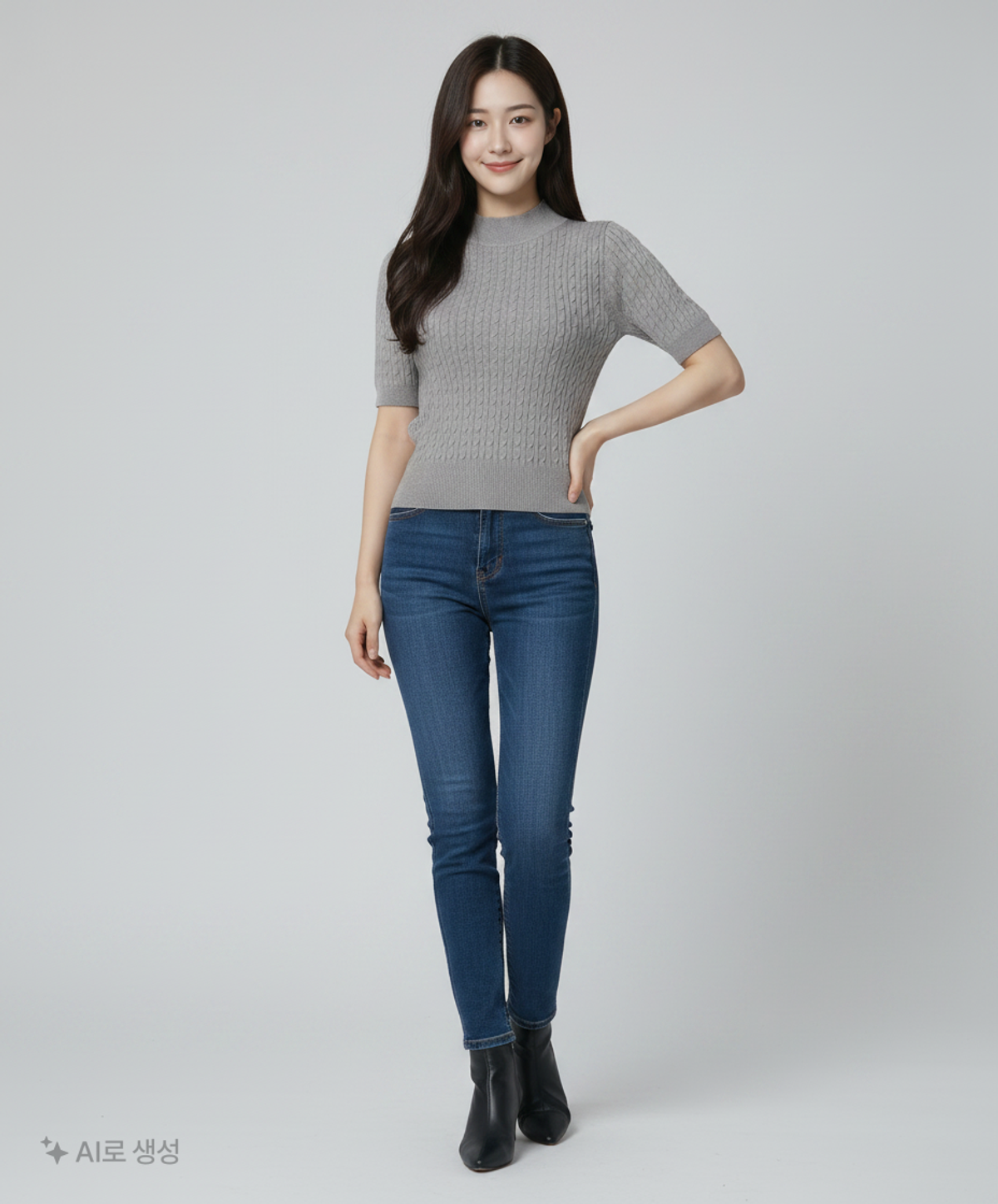 미쏘(MIXXO) 반하이넥 반팔 케이블 풀오버_MIWKAF31RT L