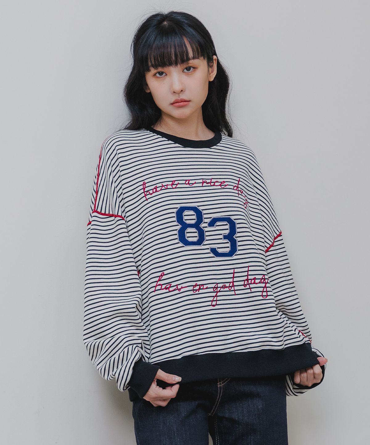 바켄(BAKKEN) [우먼] 83 스트라이프 스웻 셔츠 BK5972 (3COLOR)