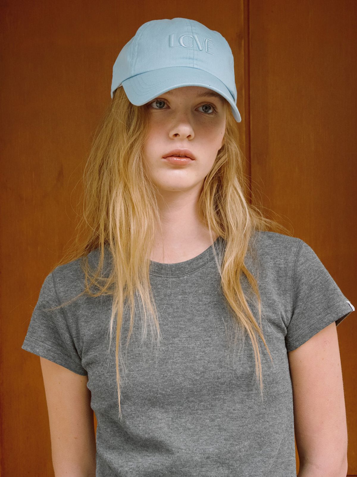 엘씨브이(LCVE) LCVE LOGO WASHED COTTON BALL CAP_SKYBLUE