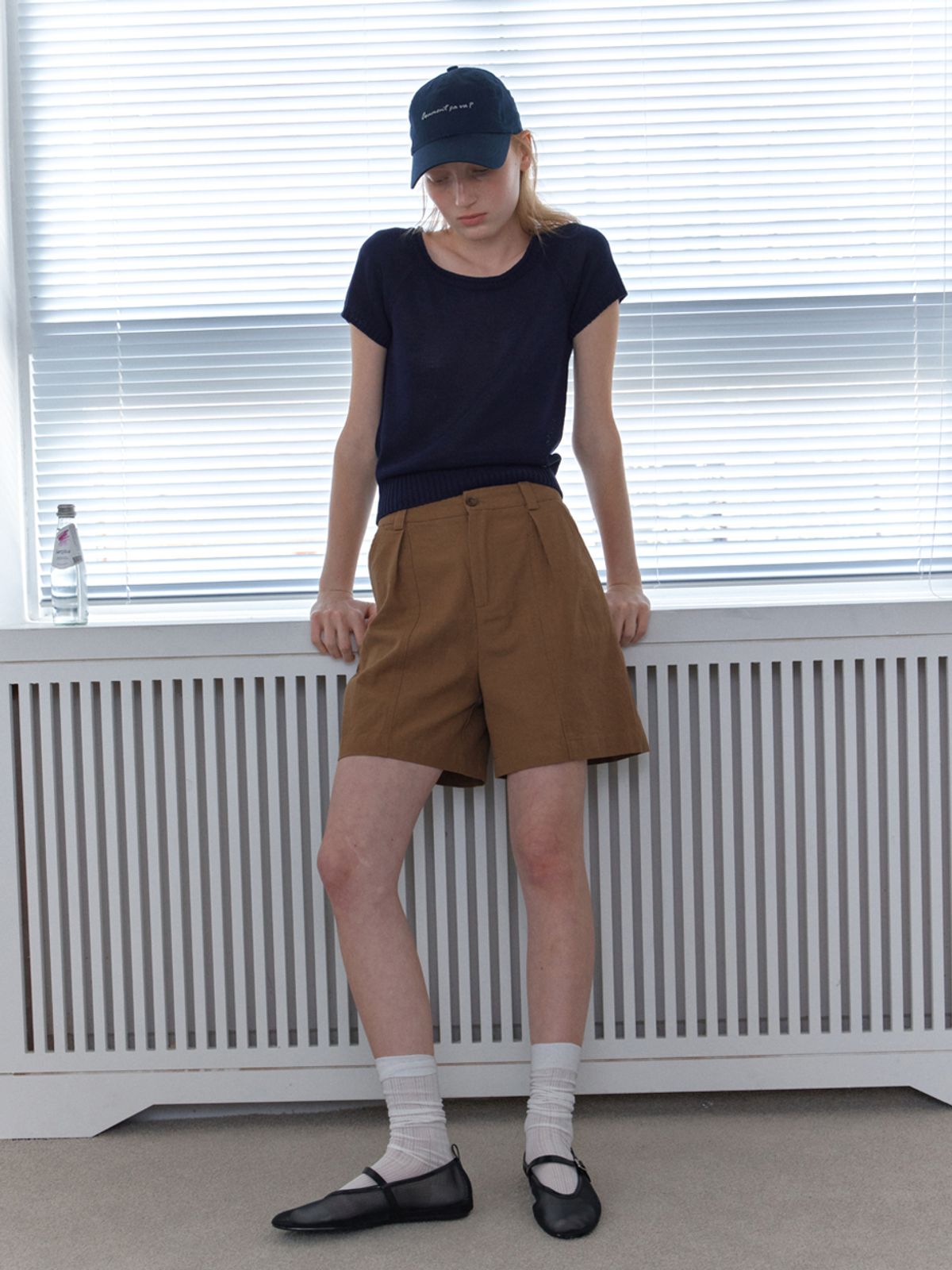 엘씨브이(LCVE) LETTERING WASHED COTTON BALL CAP_NAVY