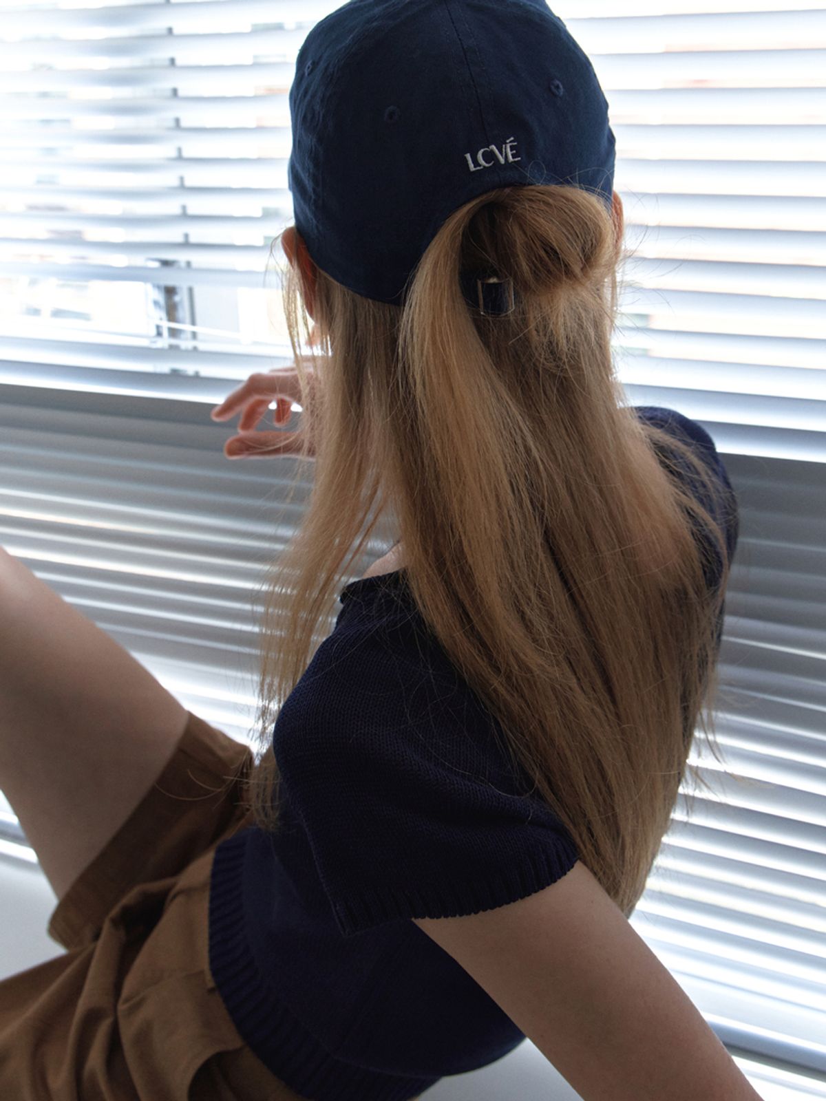엘씨브이(LCVE) LETTERING WASHED COTTON BALL CAP_NAVY