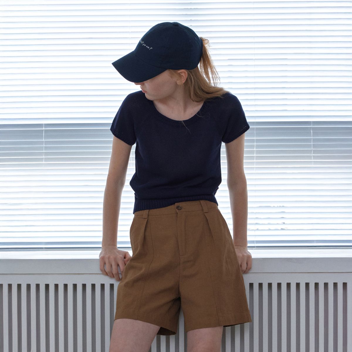 엘씨브이(LCVE) LETTERING WASHED COTTON BALL CAP_NAVY