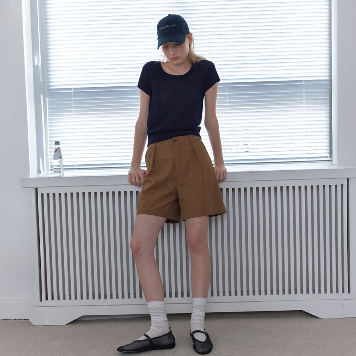 엘씨브이(LCVE) LETTERING WASHED COTTON BALL CAP_NAVY