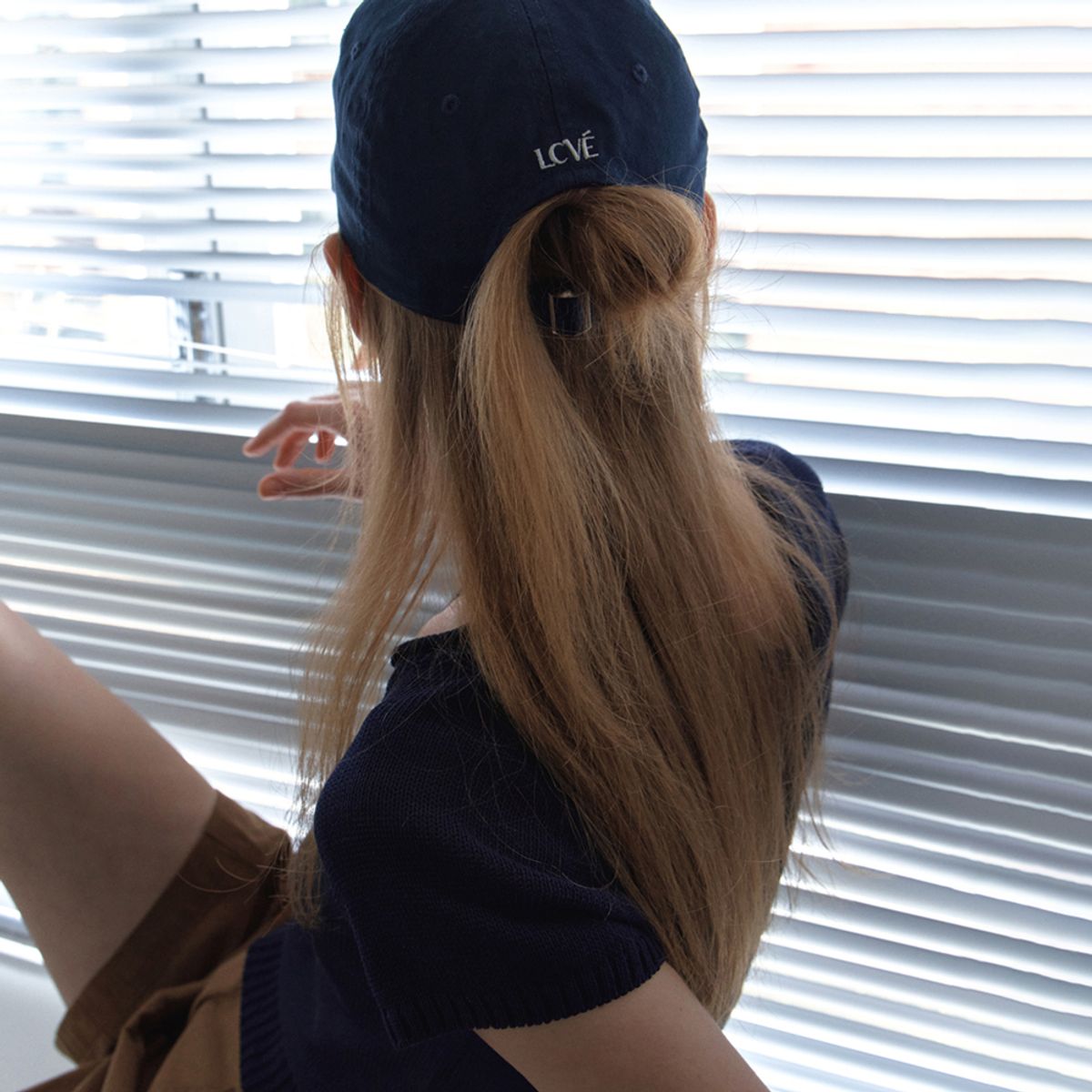 엘씨브이(LCVE) LETTERING WASHED COTTON BALL CAP_NAVY
