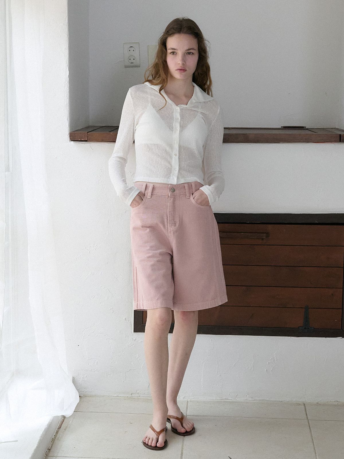 엘씨브이(LCVE) BERMUDA DENIM PANTS_LAVENDER