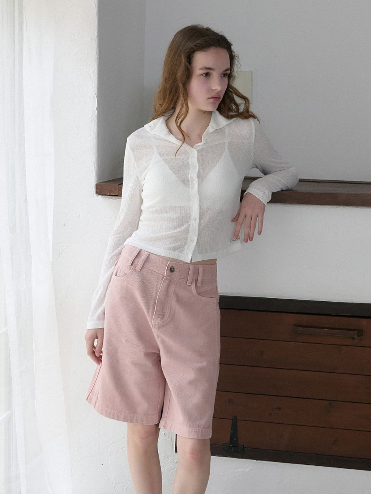 엘씨브이(LCVE) BERMUDA DENIM PANTS_LAVENDER