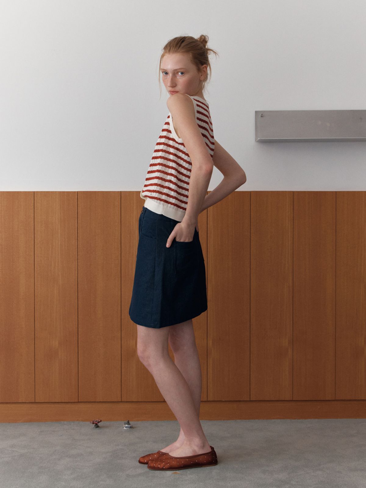 엘씨브이(LCVE) COTTON MINI SKIRT_INDIGO BLUE