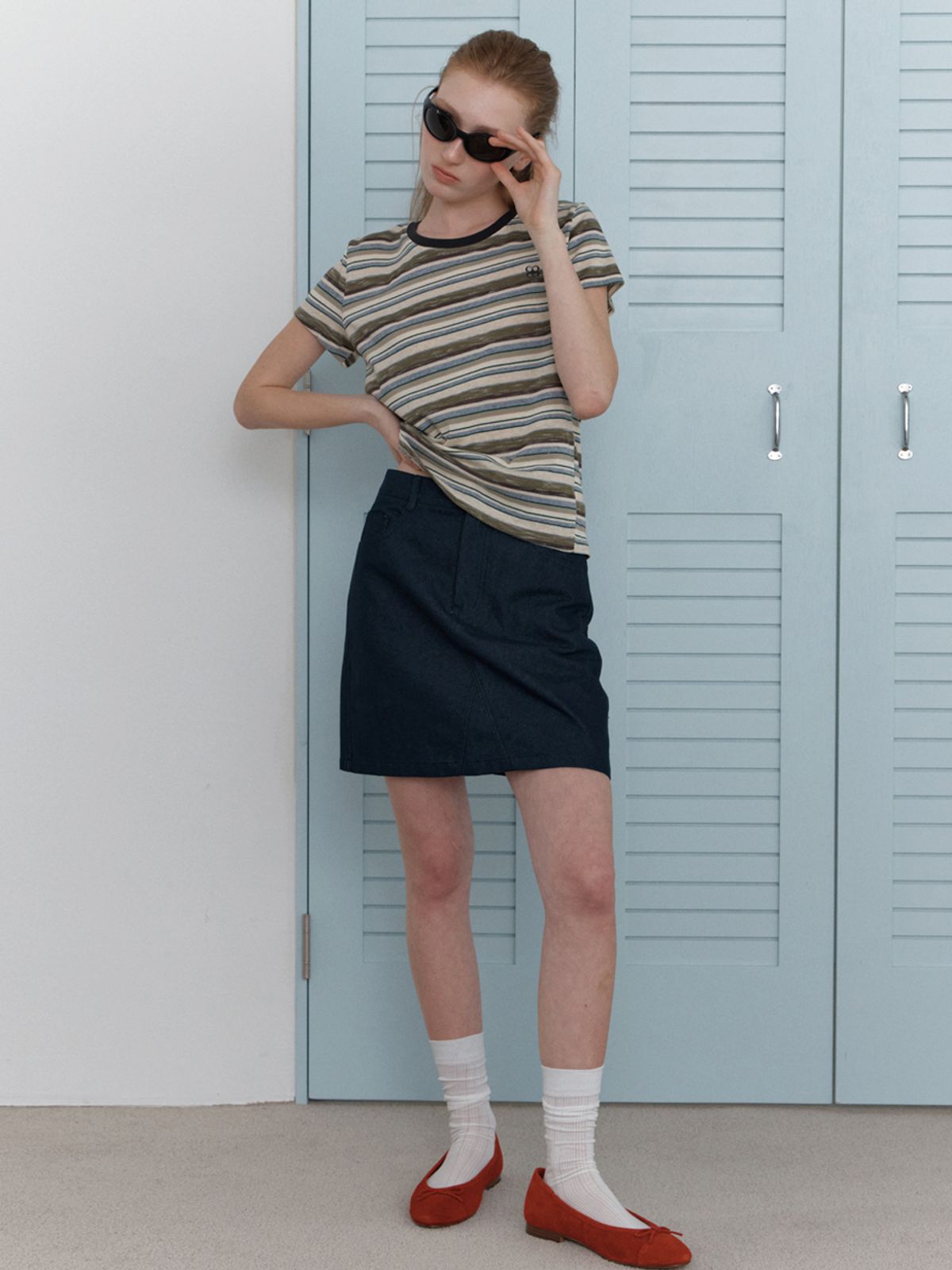 엘씨브이(LCVE) COTTON MINI SKIRT_INDIGO BLUE