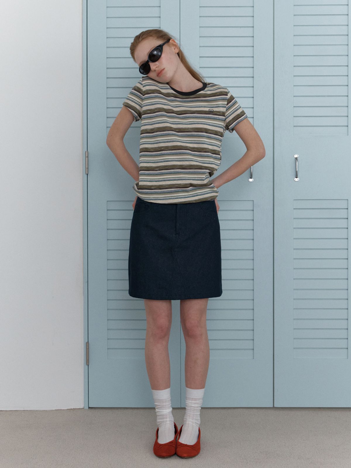 엘씨브이(LCVE) COTTON MINI SKIRT_INDIGO BLUE