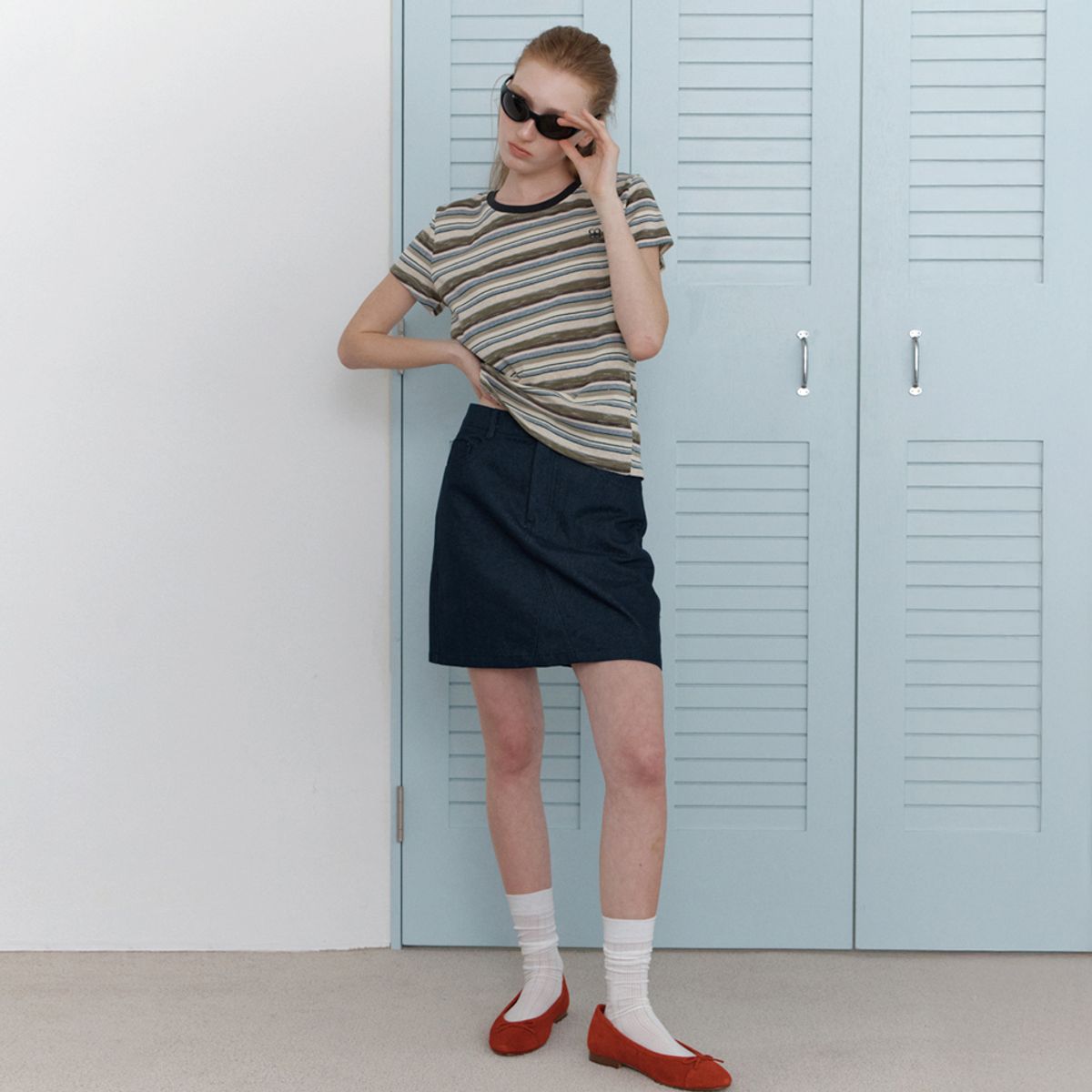 엘씨브이(LCVE) COTTON MINI SKIRT_INDIGO BLUE