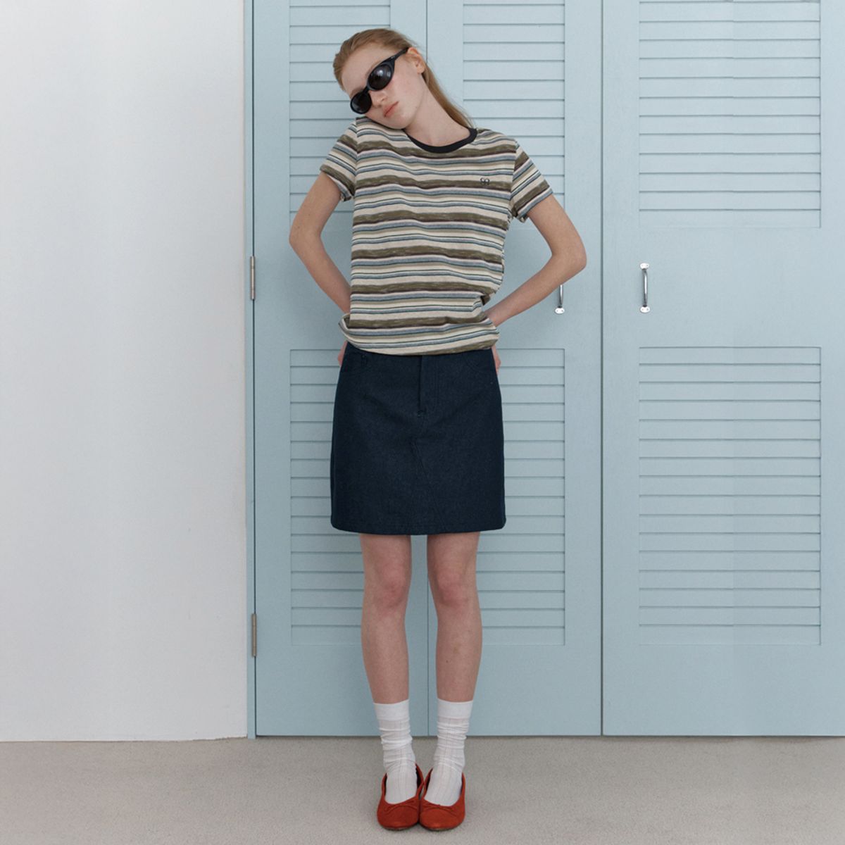 엘씨브이(LCVE) COTTON MINI SKIRT_INDIGO BLUE