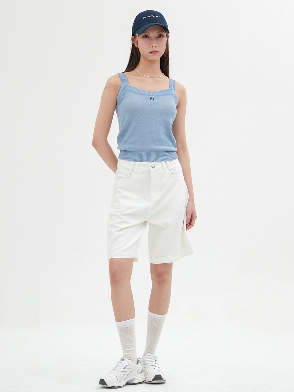 엘씨브이(LCVE) EMBROIDERY SLEEVELESS KNIT_BLUE