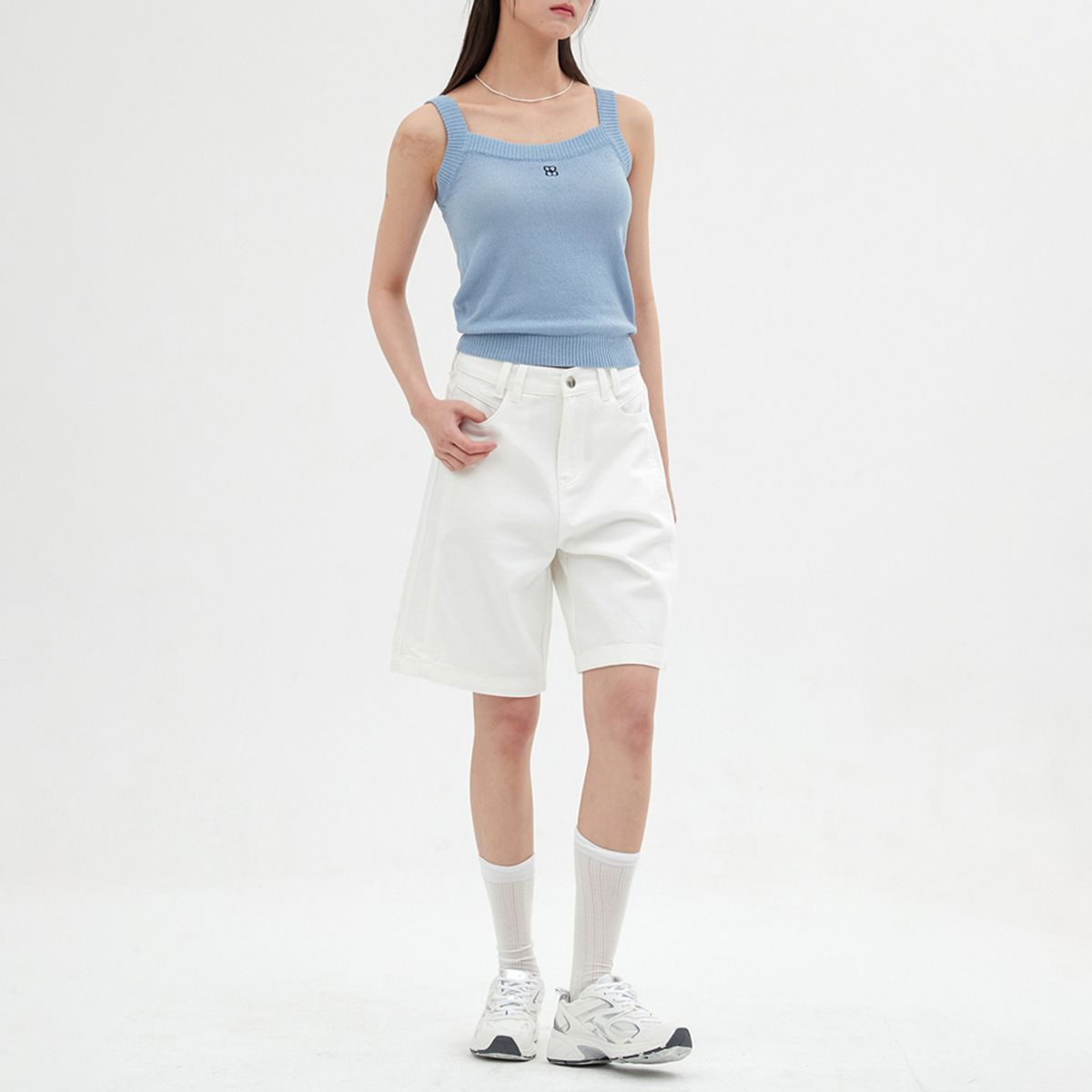 엘씨브이(LCVE) EMBROIDERY SLEEVELESS KNIT_BLUE