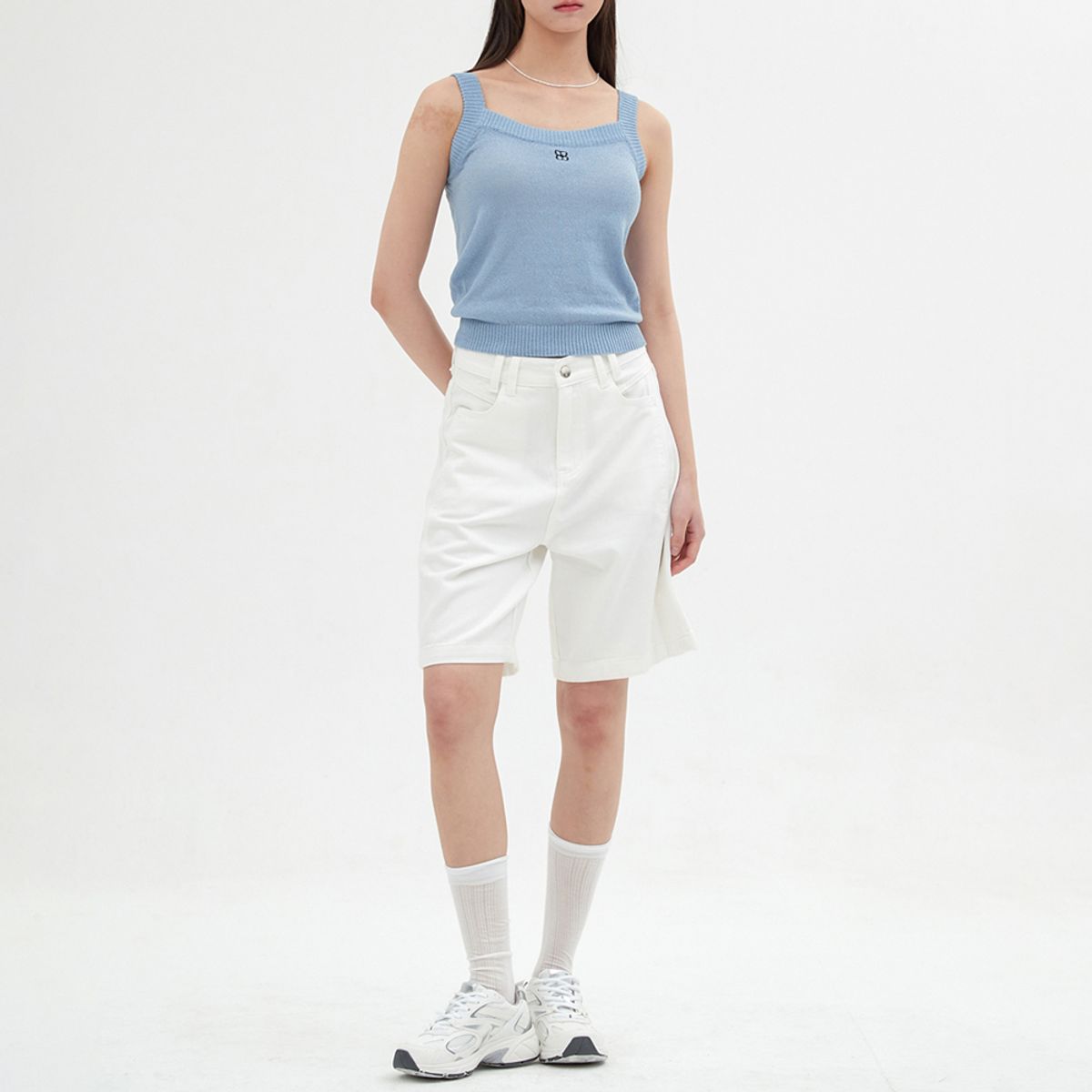 엘씨브이(LCVE) EMBROIDERY SLEEVELESS KNIT_BLUE