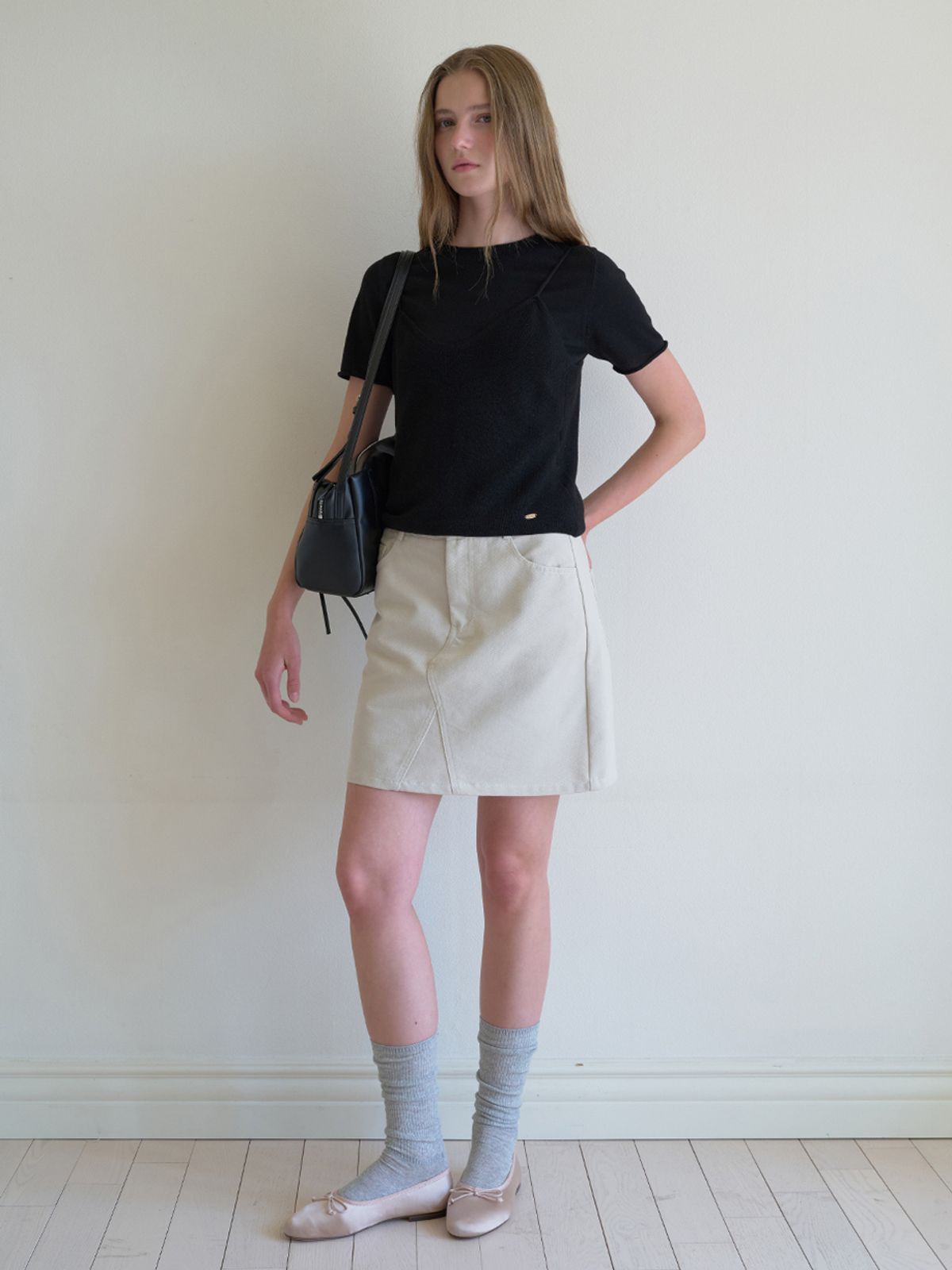 엘씨브이(LCVE) BUSTIER OVERLAY KNIT TOP_BLACK