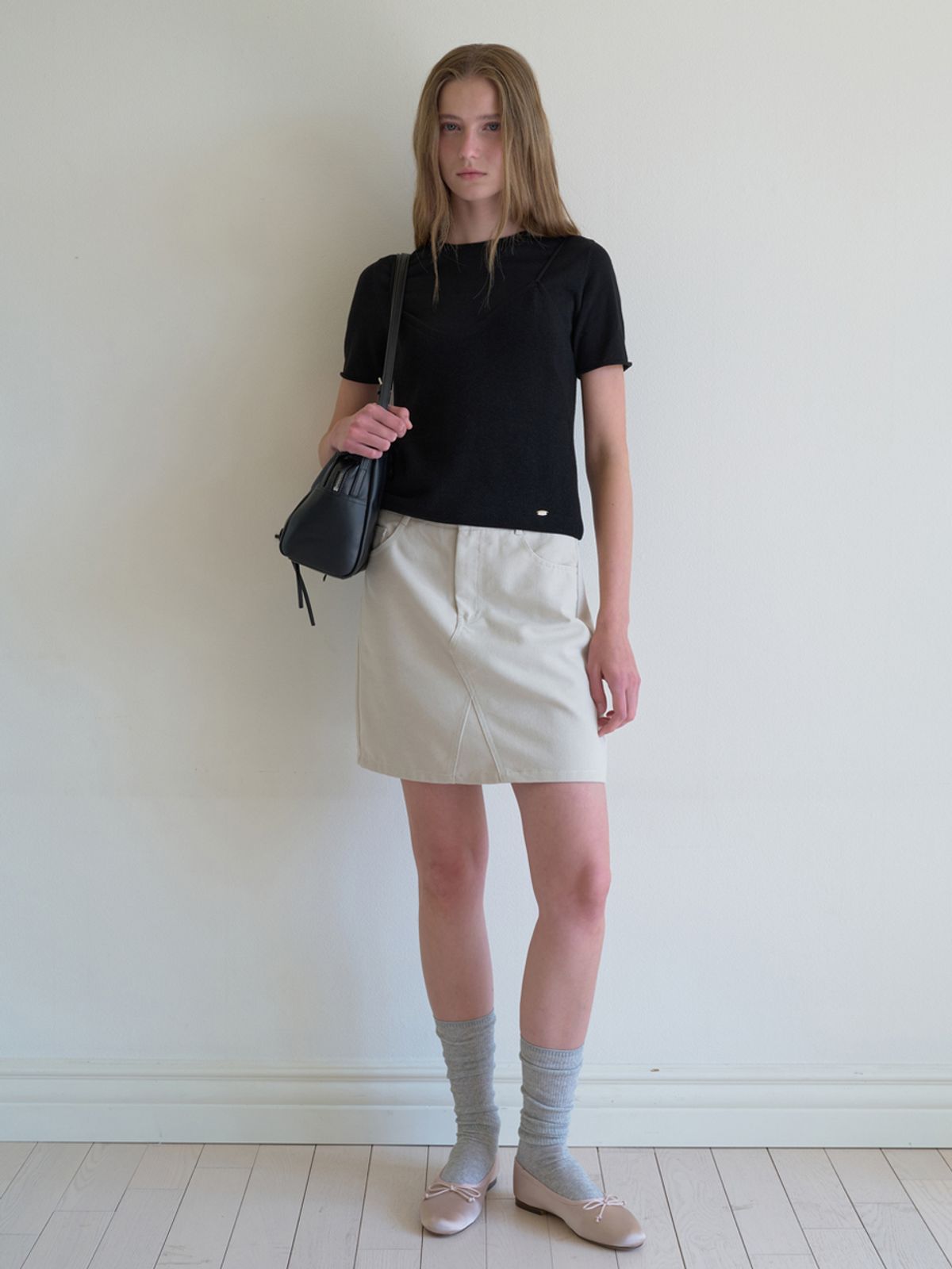 엘씨브이(LCVE) BUSTIER OVERLAY KNIT TOP_BLACK