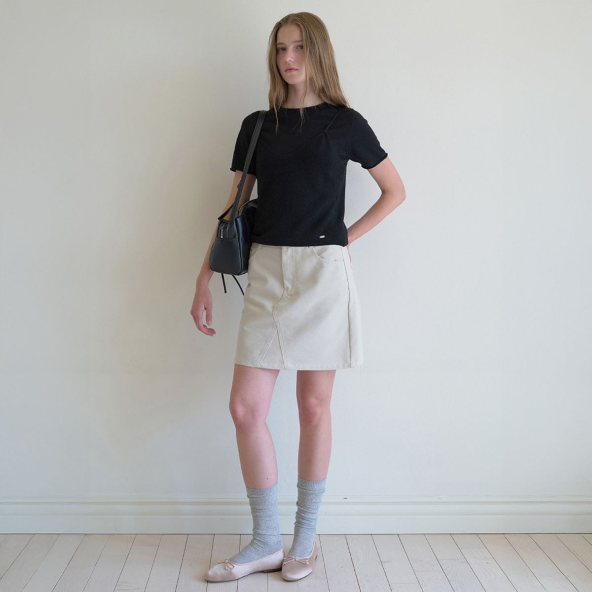 엘씨브이(LCVE) BUSTIER OVERLAY KNIT TOP_BLACK
