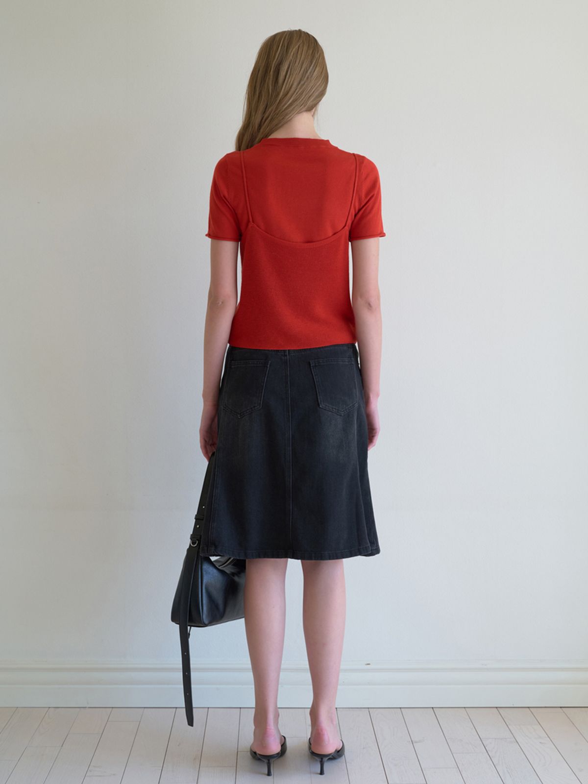 엘씨브이(LCVE) BUSTIER OVERLAY KNIT TOP_RED