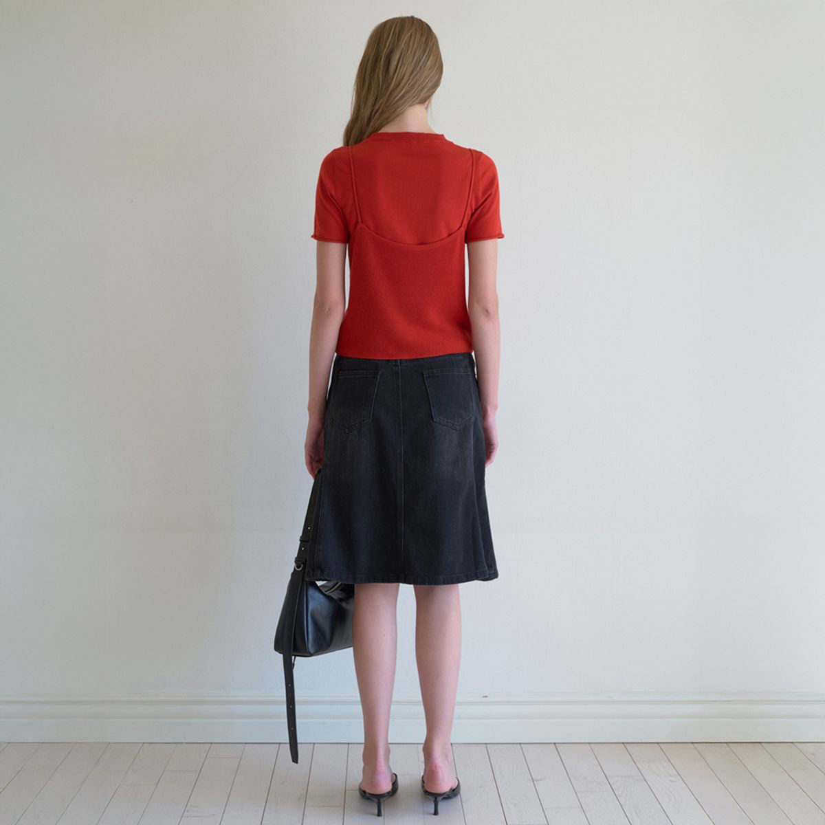 엘씨브이(LCVE) BUSTIER OVERLAY KNIT TOP_RED