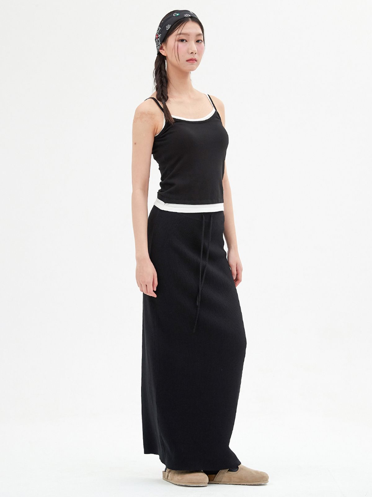 엘씨브이(LCVE) LAYERED SLEEVELESS KNIT TOP_BLACK