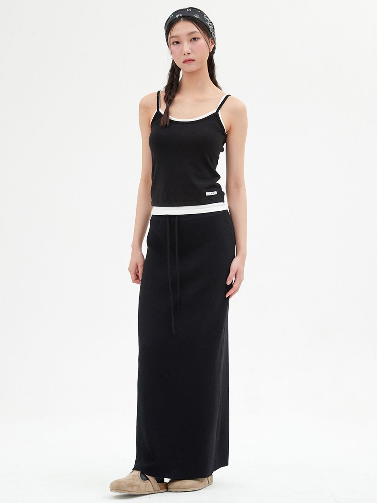 엘씨브이(LCVE) LAYERED SLEEVELESS KNIT TOP_BLACK