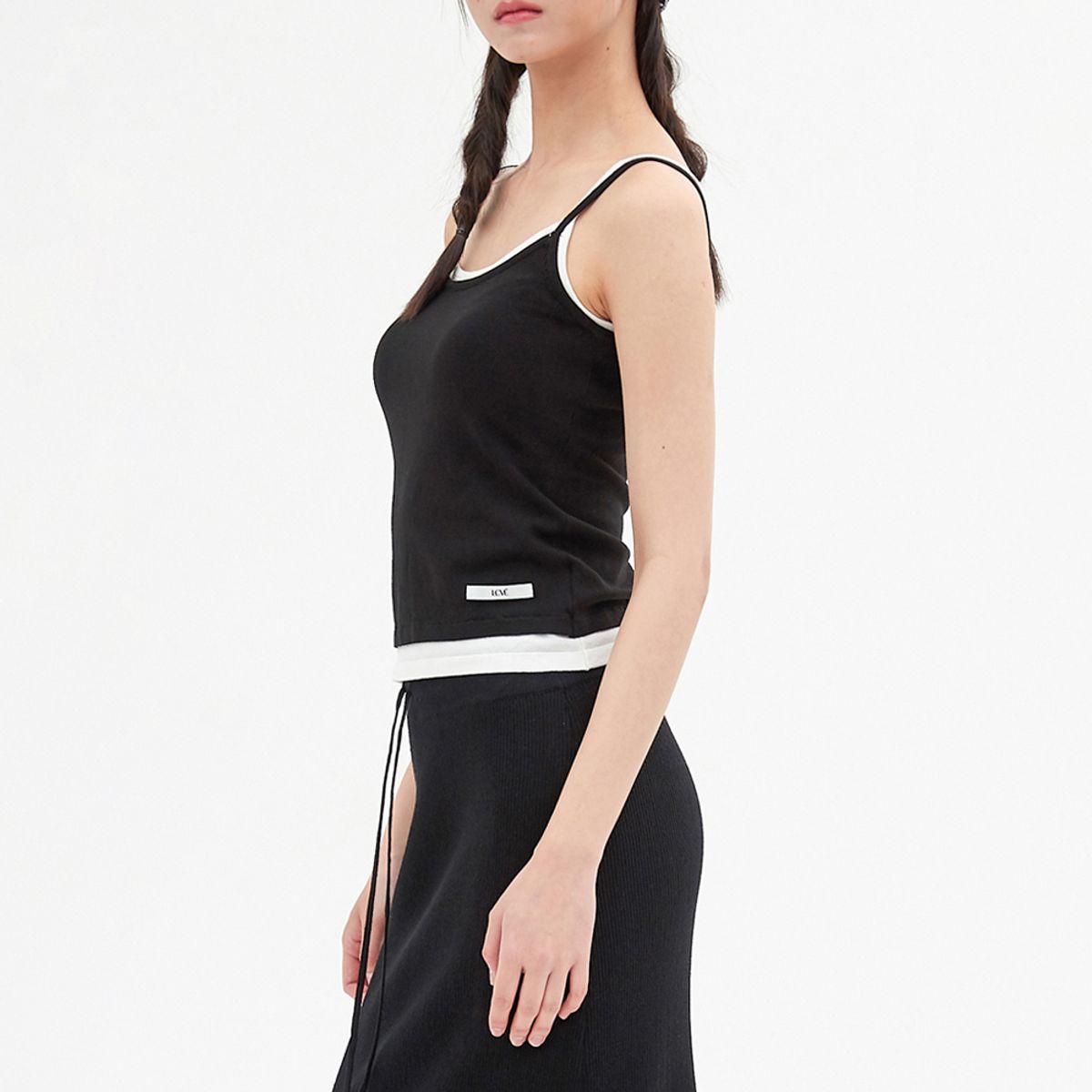 엘씨브이(LCVE) LAYERED SLEEVELESS KNIT TOP_BLACK