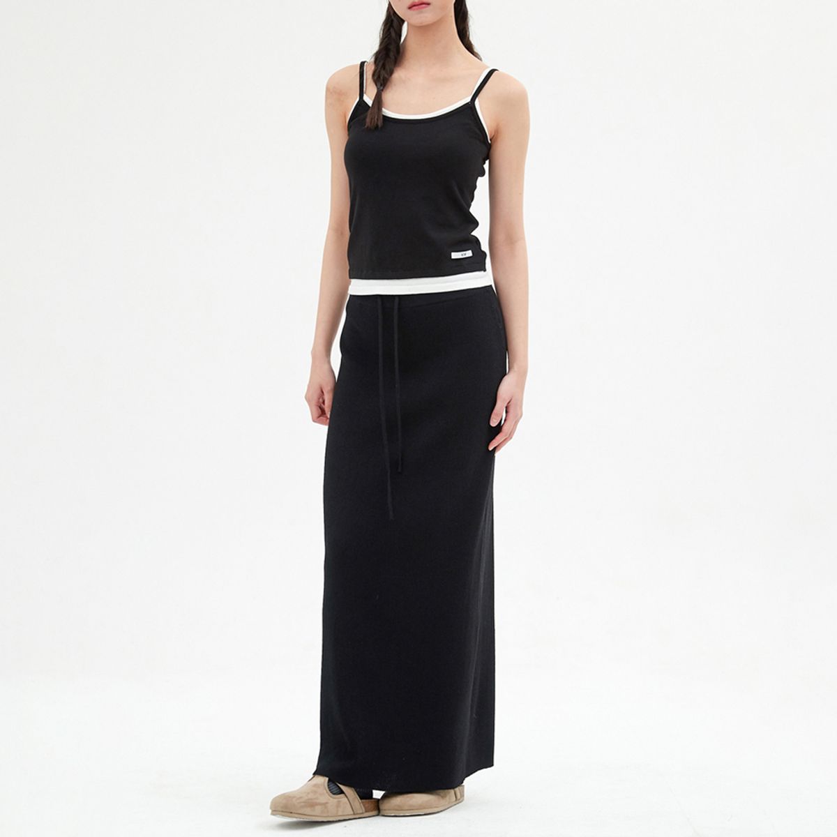엘씨브이(LCVE) LAYERED SLEEVELESS KNIT TOP_BLACK