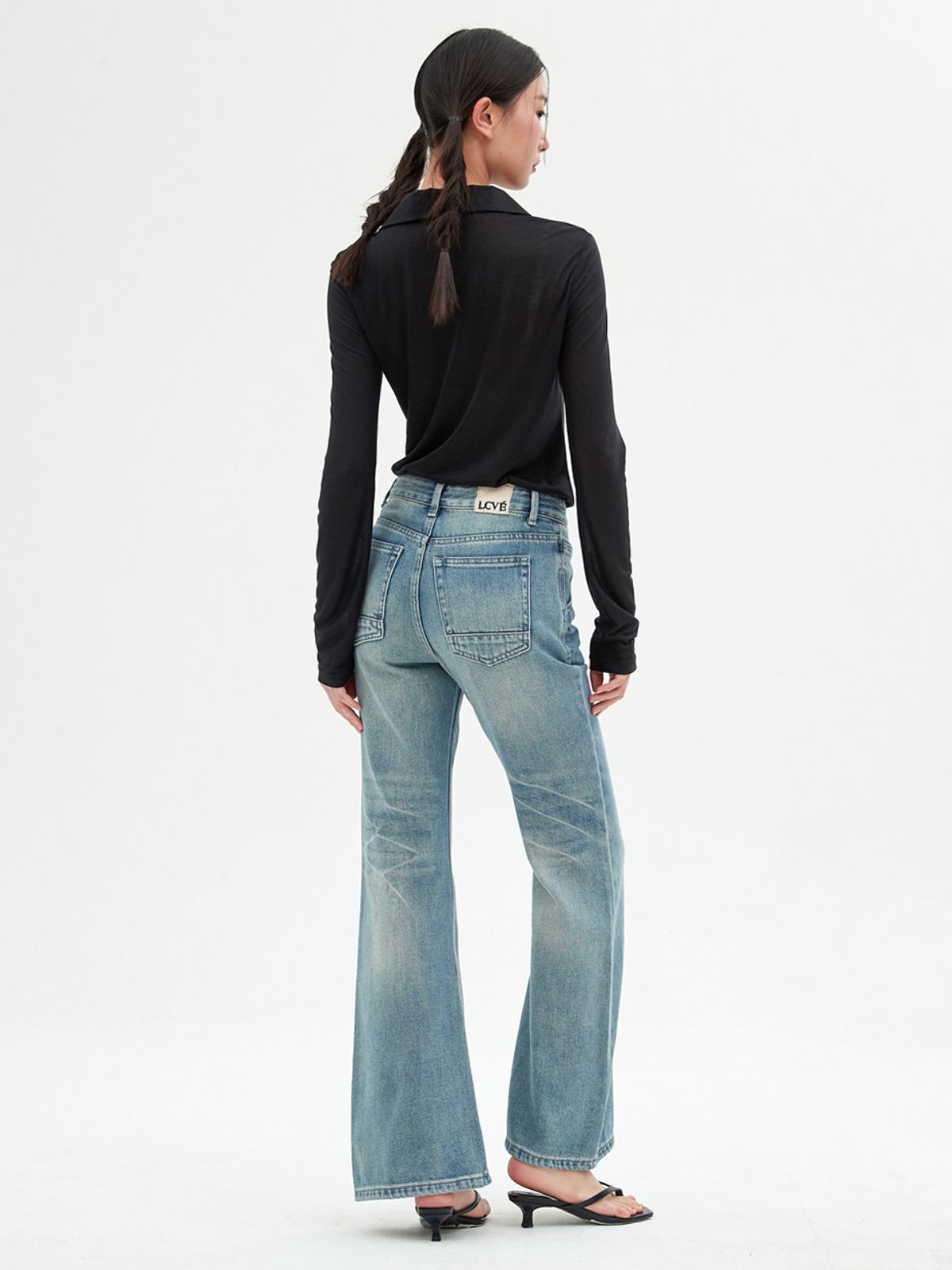 엘씨브이(LCVE) SHEER TENCEL POLO SHIRT_BLACK