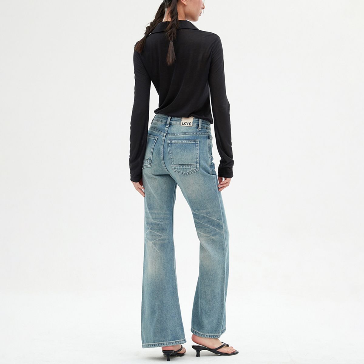엘씨브이(LCVE) SHEER TENCEL POLO SHIRT_BLACK