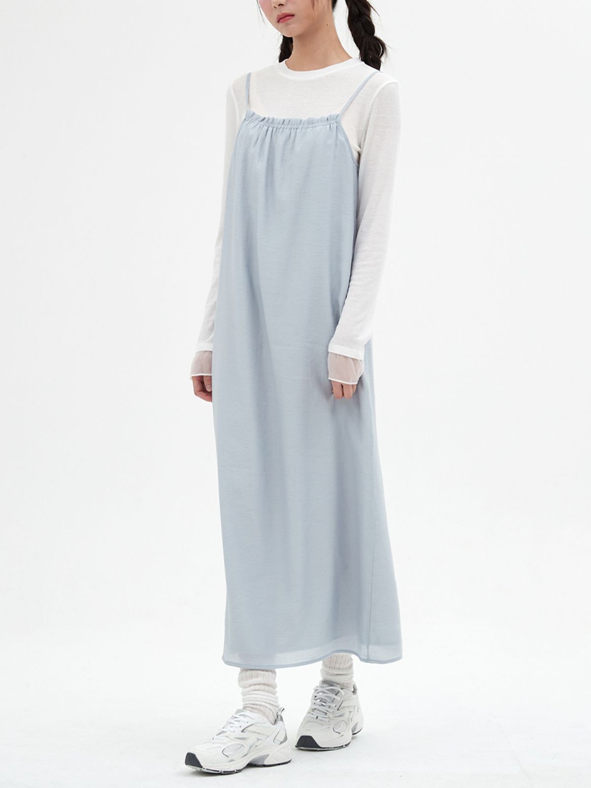 엘씨브이(LCVE) SHIRRING SLEEVELESS DRESS_LIGHT GRAY