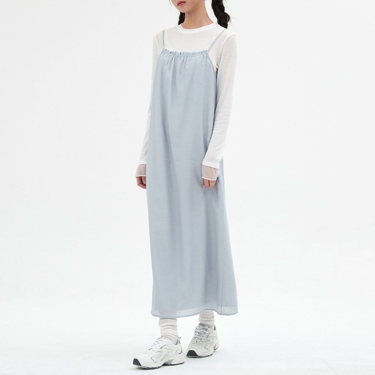 엘씨브이(LCVE) SHIRRING SLEEVELESS DRESS_LIGHT GRAY
