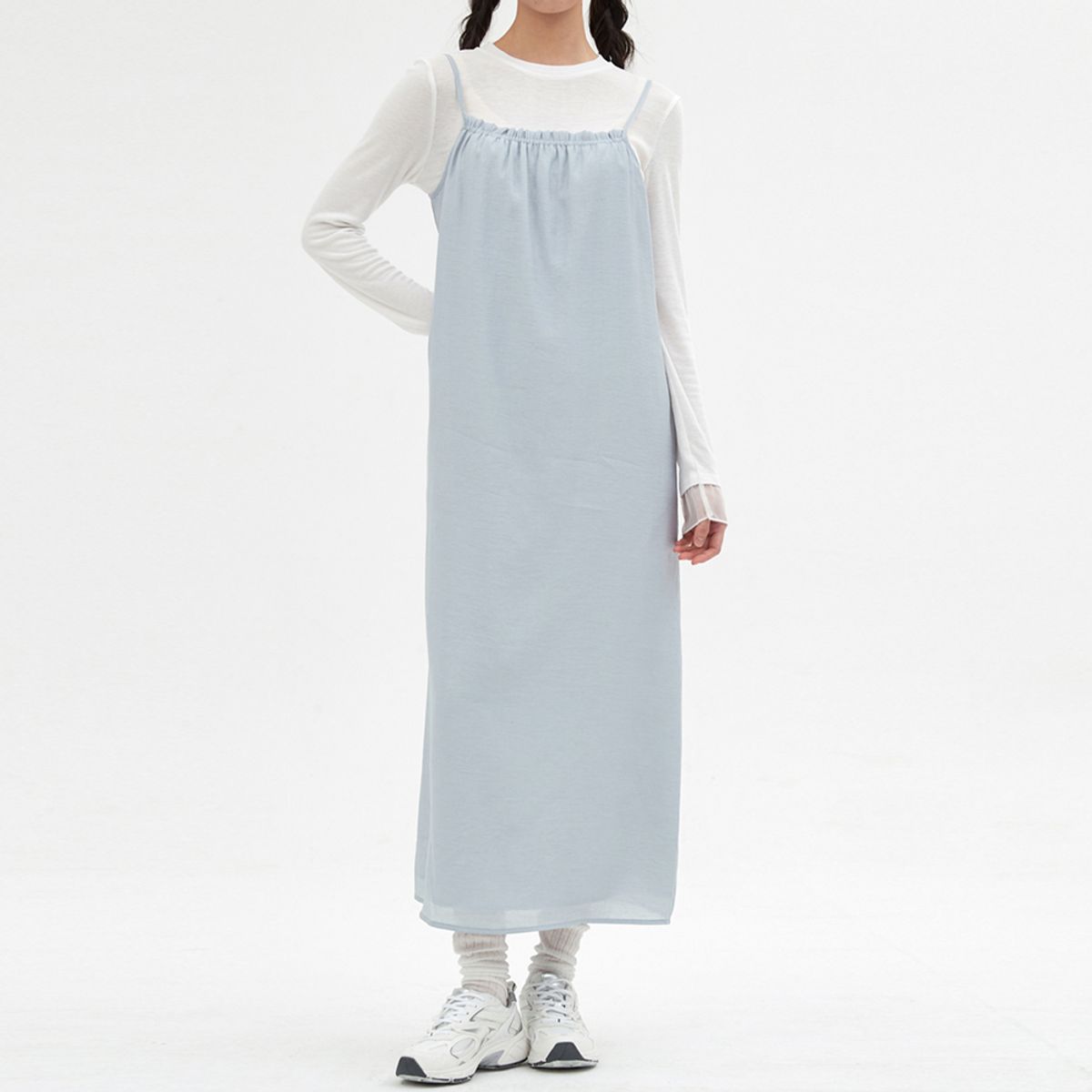 엘씨브이(LCVE) SHIRRING SLEEVELESS DRESS_LIGHT GRAY