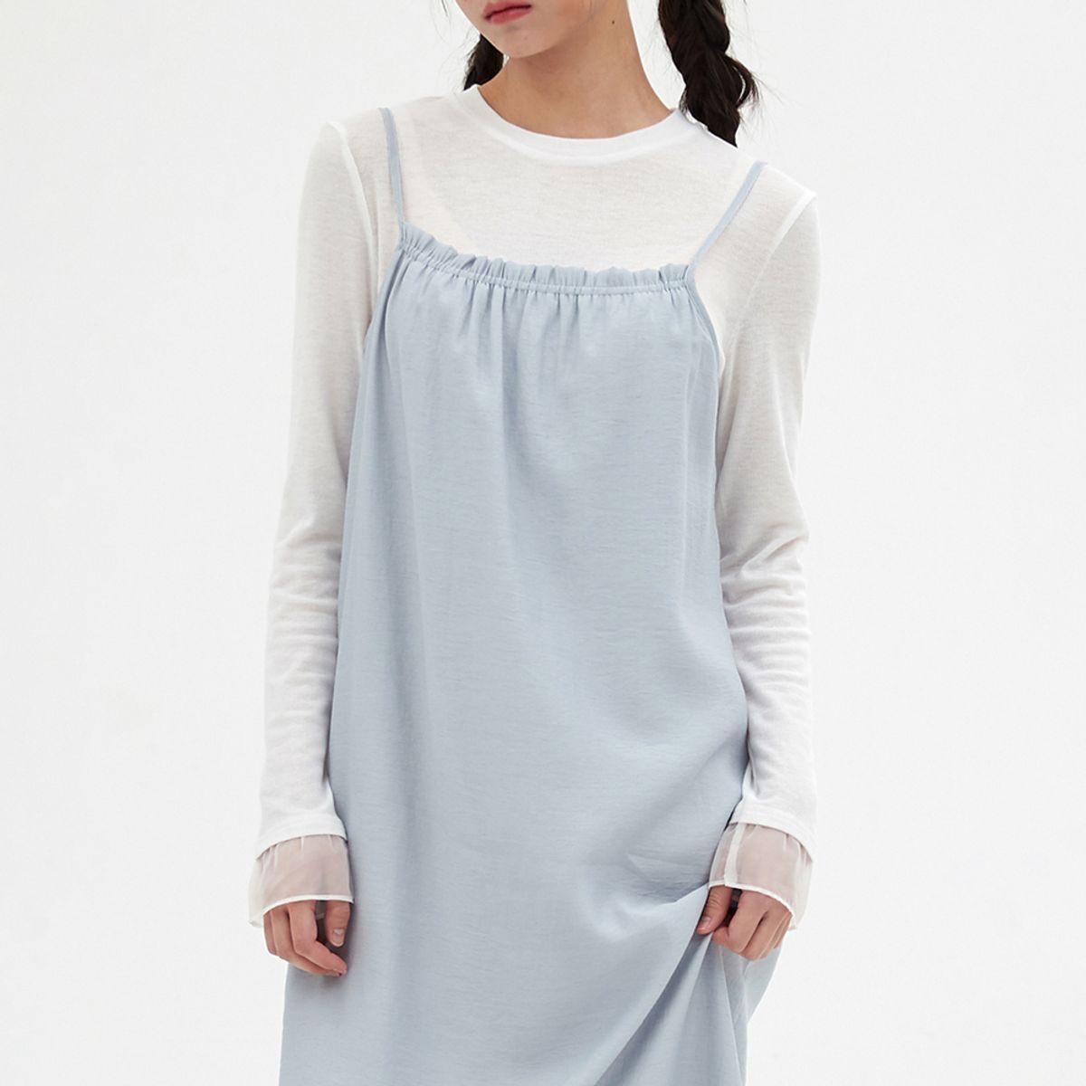 엘씨브이(LCVE) SHIRRING SLEEVELESS DRESS_LIGHT GRAY