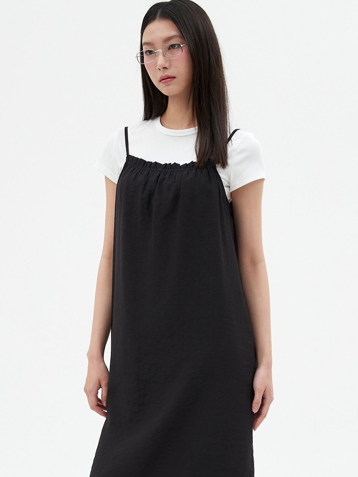 엘씨브이(LCVE) SHIRRING SLEEVELESS DRESS_BLACK