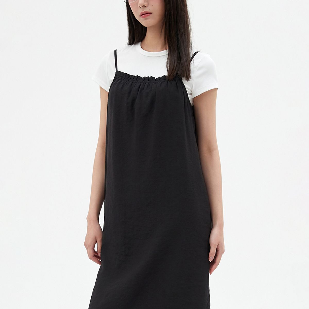 엘씨브이(LCVE) SHIRRING SLEEVELESS DRESS_BLACK