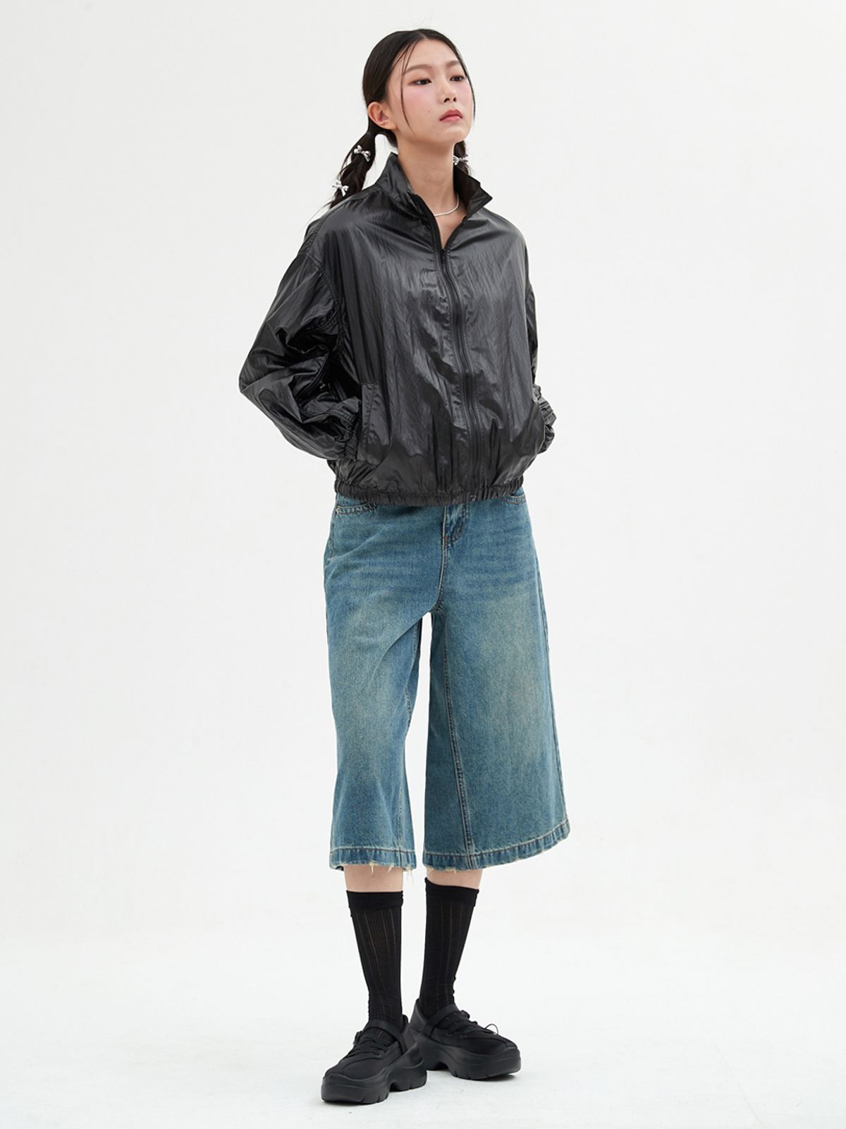 엘씨브이(LCVE) HIGH-NECK WINDBREAKER JUMPER_BLACK